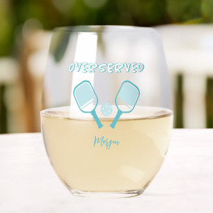 Pickleball Sportswitzel Custom Name Tealgrün Weinglas Ohne Stiel