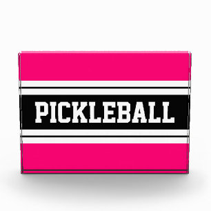 PICKLEBALL Sporty Bright Pink Schwarz-weiße Streif Fotoblock
