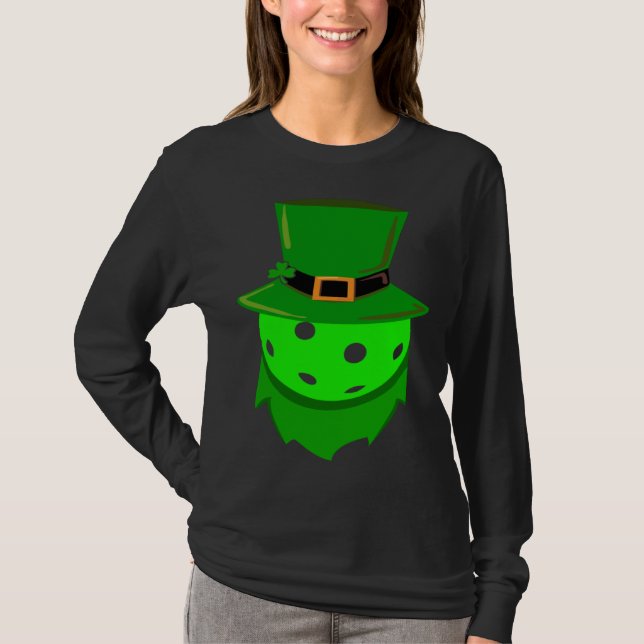 Pickleball St Patricks Day Shamrock Leprechaun Hat T-Shirt (Vorderseite)