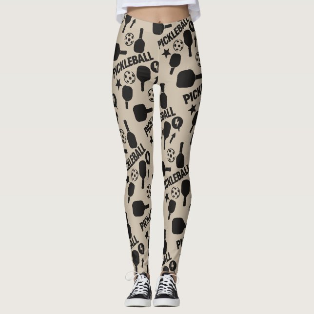 Pickleball Stencil Motif Art Leggings (Vorderseite)