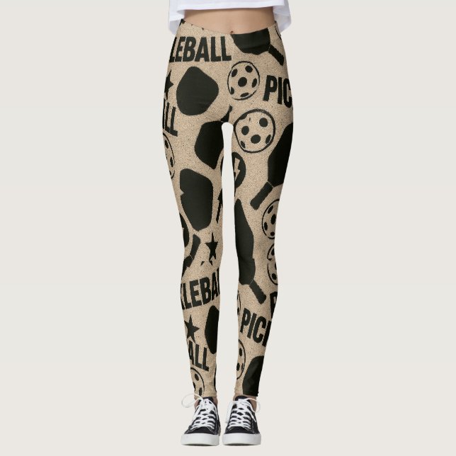 Pickleball Stencil Motif Art Leggings (Vorderseite)
