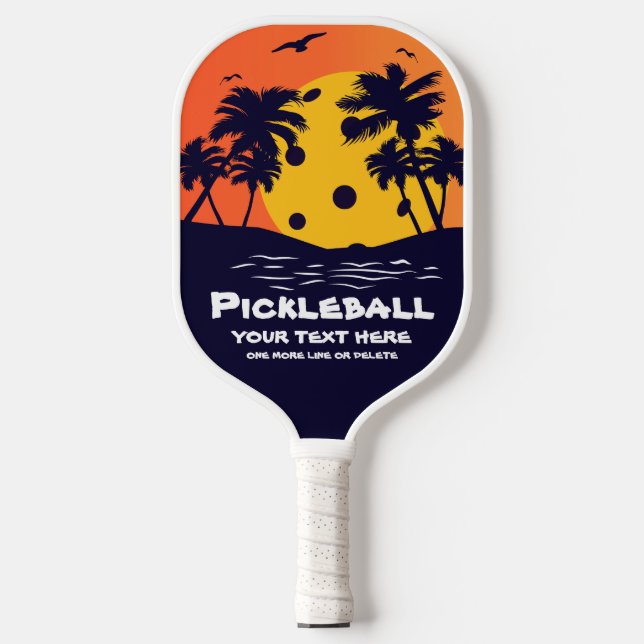 Pickleball Sun Palm Trees Hinzufügen von benutzerd Pickleball Schläger (Vorderseite)