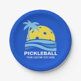 Pickleball Sun Palm Trees Pickleball Party Custom Pappteller