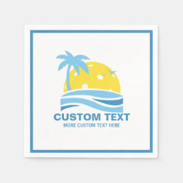 Pickleball Sun Palm Trees Pickleball Party Custom Serviette
