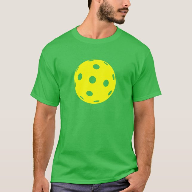 Pickleball T - Shirt: Gelber Ball auf Grün T-Shirt (Vorderseite)