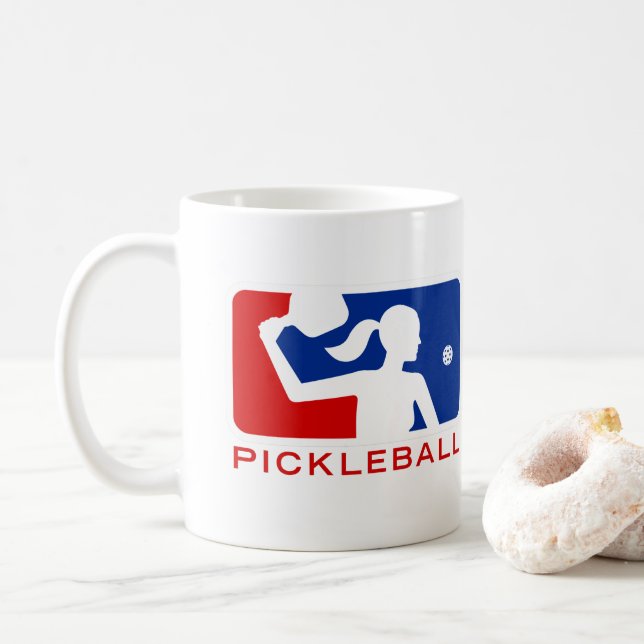 Pickleball Tasse: Spielklasse-Frauen (rot/Blau) Tasse (Mit Donut)