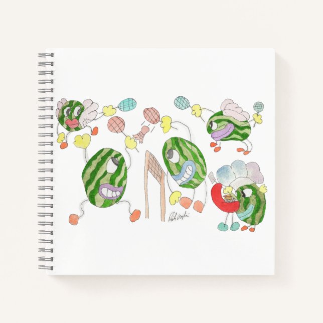 Pickleball Team crazy cartoon group Notizbuch (Vorderseite)