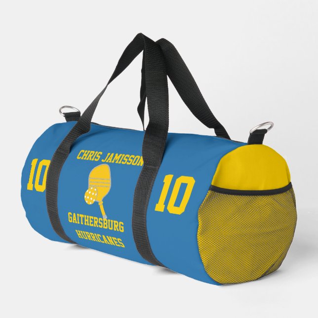 Pickleball-Team-Trainer-Spieler Hellblau Custom Duffle Bag (Rechte Ecke)
