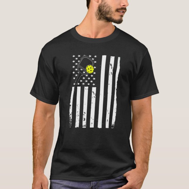 Pickleball Team  USA American Flag T-Shirt (Vorderseite)
