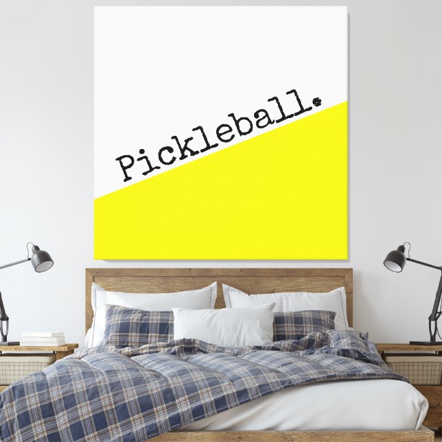 PICKLEBALL Text Hellgelber, weißer Farbblock Leinwanddruck (Insitu (Schlafzimmer))
