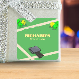 Pickleball Themed Sports Dining Geburtstagsparty Quadratischer Aufkleber