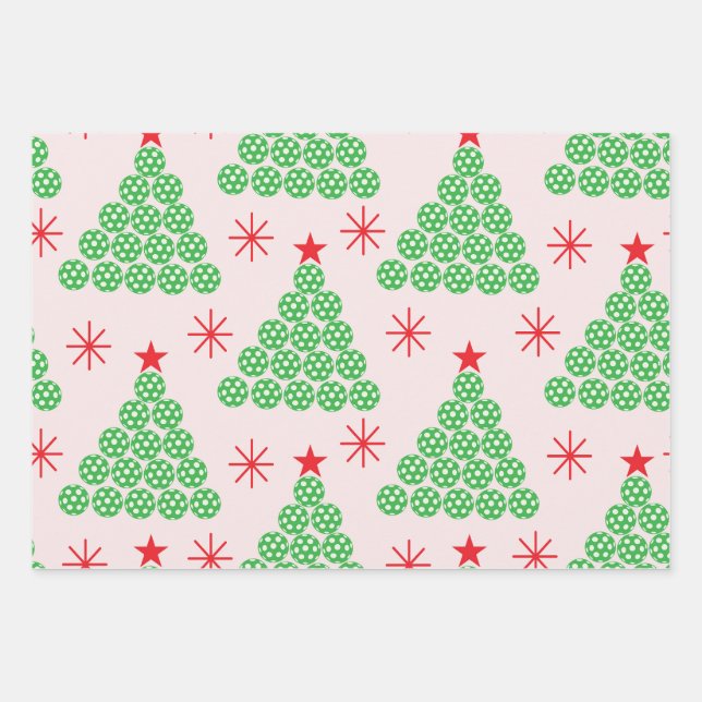 Pickleball Tree mit Sternen Muster Geschenkpapier Set (Vorderseite)