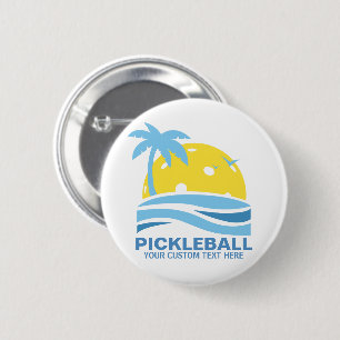Pickleball Tropical Palm Tree Sun Ihren benutzerde Button