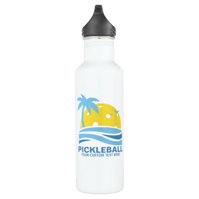 Pickleball Tropical Palm Tree Sun Ihren benutzerde Edelstahlflasche (Rechts)