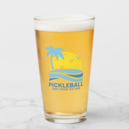 Pickleball Tropical Palm Tree Sun Ihren benutzerde Glas