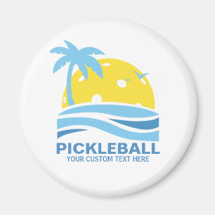 Pickleball Tropical Palm Tree Sun Ihren benutzerde Magnet