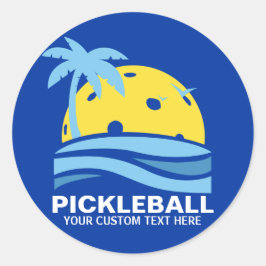 Pickleball Tropical Palm Tree Sun Ihren benutzerde Runder Aufkleber
