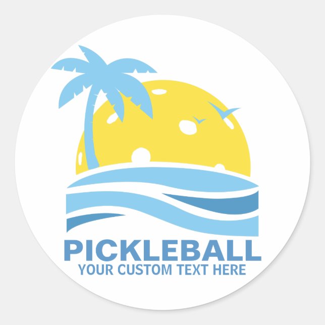 Pickleball Tropical Palm Tree Sun Ihren benutzerde Runder Aufkleber (Vorderseite)