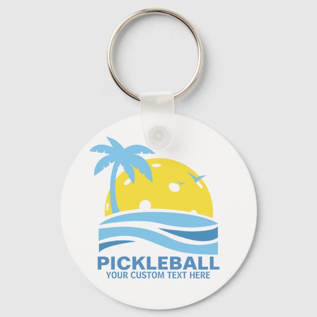 Pickleball Tropical Palm Tree Sun Ihren benutzerde Schlüsselanhänger (Vorderseite)