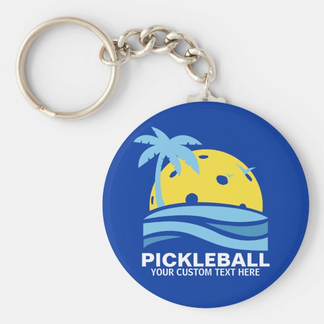 Pickleball Tropical Palm Tree Sun Ihren benutzerde Schlüsselanhänger (Vorne)