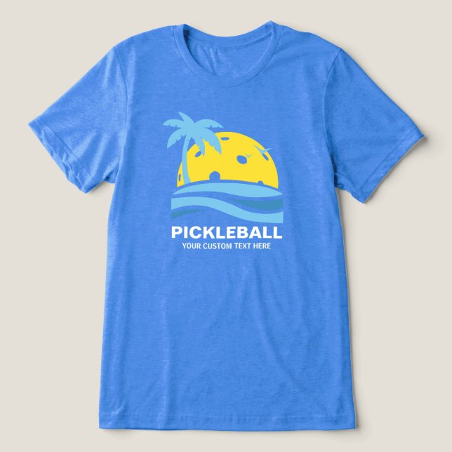 Pickleball Tropical Palm Tree Sun Ihren benutzerde Tri-Blend Shirt (Design Vorderseite)