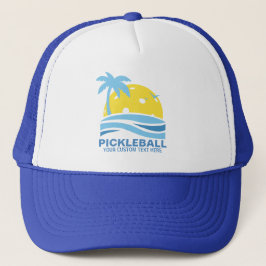 Pickleball Tropical Palm Tree Sun Ihren benutzerde Truckerkappe