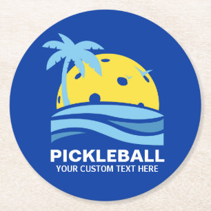 Pickleball tropische Palme Sun Ihr Runder Pappuntersetzer