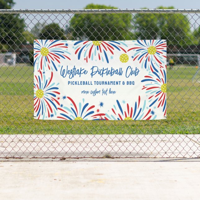 Pickleball Turnament Party Patriotische Feuerwerke Banner (Insitu)