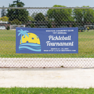 Pickleball Turnier Tropischer Palme Tree Sonnenstr Banner