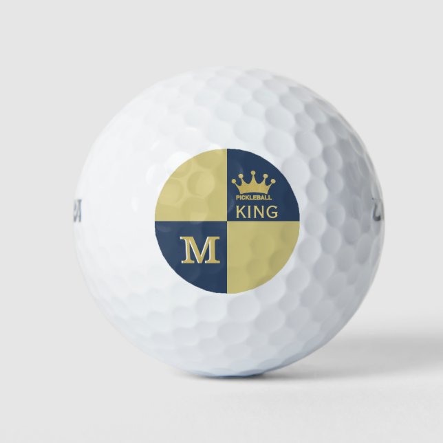 Pickleball Typ Golfer King Monogram, Anfangsname Golfball (Vorderseite)