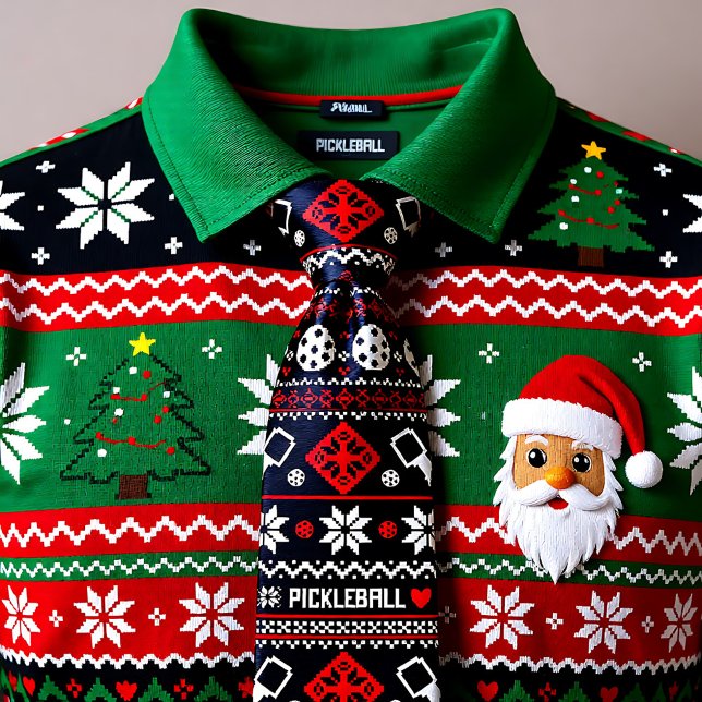 😄 Pickleball 🎄 Uguler Weihnachts-Sweatstil Krawatte (😄 Pickleball🎄 Ugly Christmas Sweater style Neck Tie)