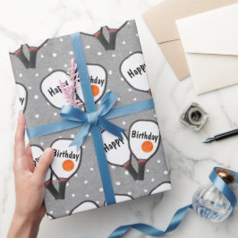 Pickleball und Paddle zum Geburtstag Geschenkpapier