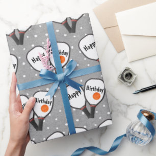 Pickleball und Paddle zum Geburtstag Geschenkpapier