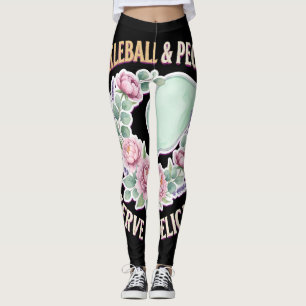 Pickleball und Pfingstrosen Servieren es zart Leggings
