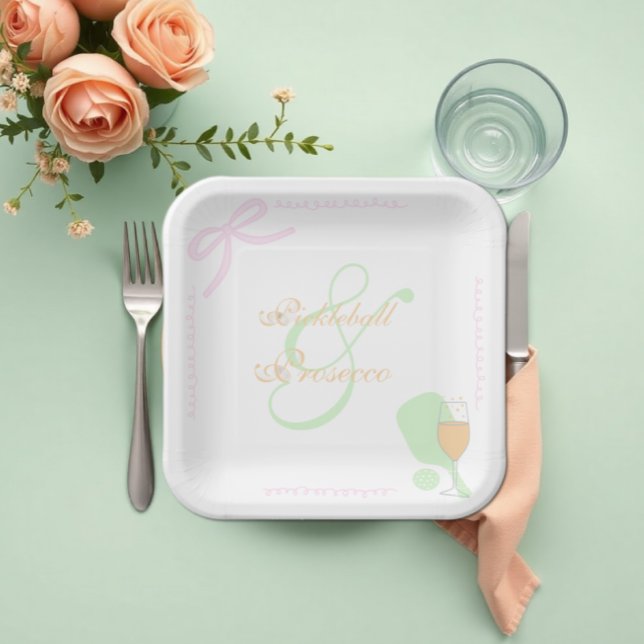 Pickleball- und Prosecco-Junggesellinnenabschied Pappteller (Von Creator hochgeladen)