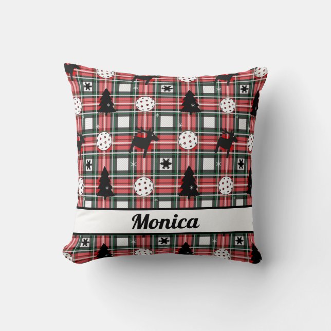  Pickleball 🎄 und Rentiere Frohe Weihnachten  Kissen (Vorderseite)