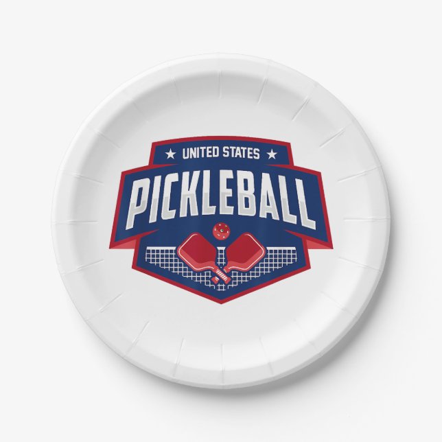 Pickleball Unterstütze das Team Pickleball Spieler Pappteller (Vorderseite)