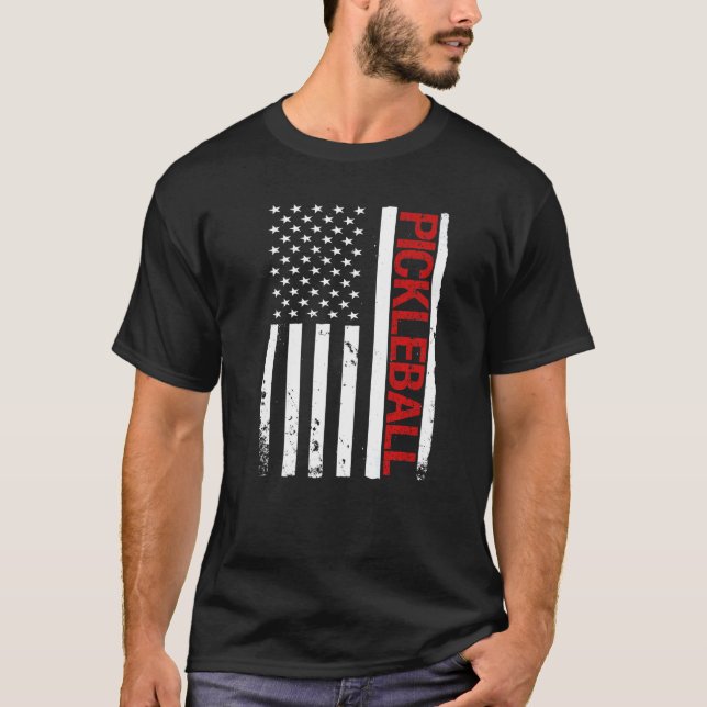 Pickleball USA American Flag T-Shirt (Vorderseite)