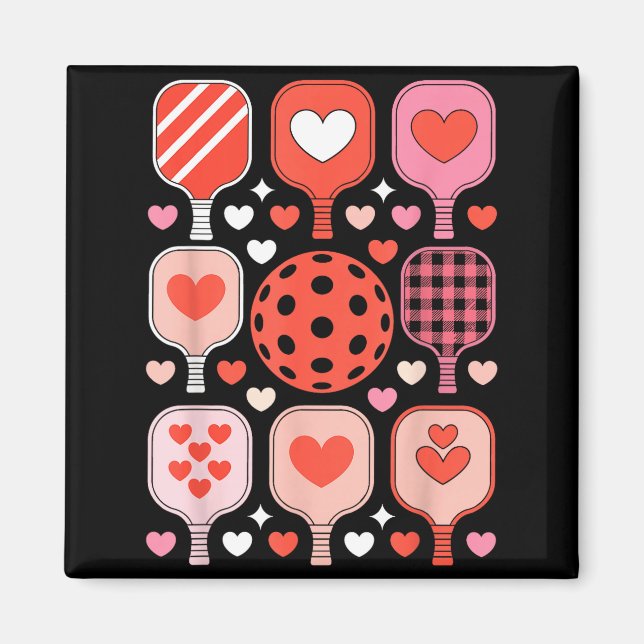 Pickleball Valentinstag lustiges Herz Paddleball Magnet (Vorne)