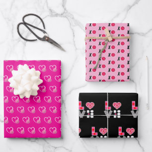 Pickleball Valentinstag XOXO Umarmungen Küsse Herz Geschenkpapier Set