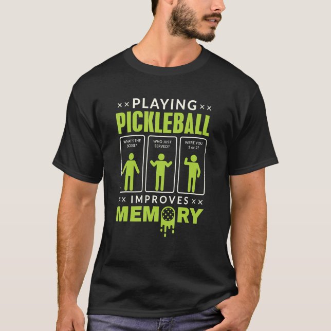 Pickleball verbessert das Retro-grüne Bild T-Shirt (Vorderseite)