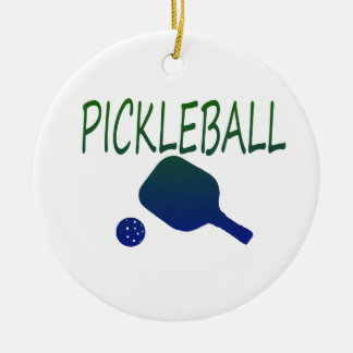 pickleball w Paddel und Ballblau zum zu grünen Keramikornament