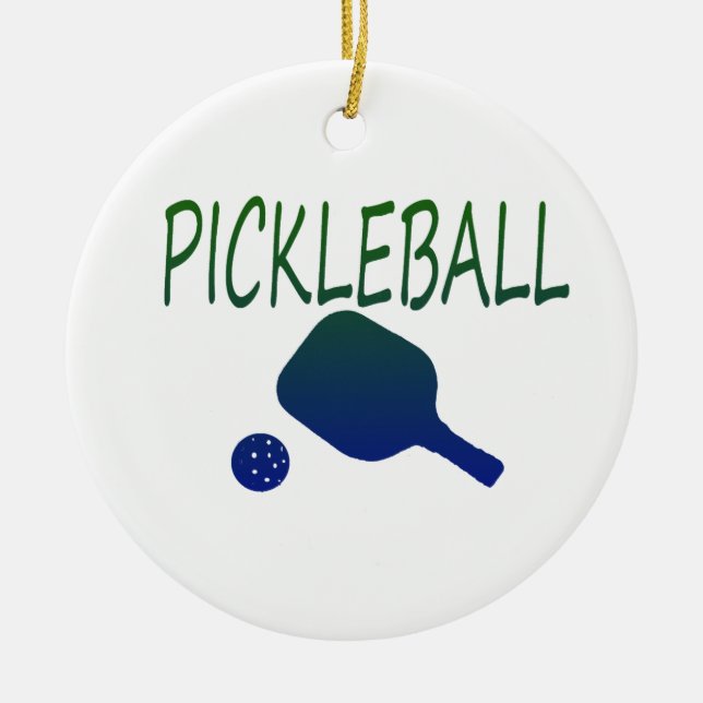 pickleball w Paddel und Ballblau zum zu grünen Keramikornament (Vorne)