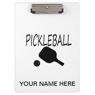 pickleball w Paddel- und Ballschwarzes Klemmbrett