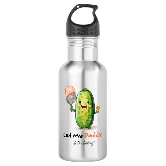 Pickleball Wasserflasche, lustig, Niedliches Pickl Edelstahlflasche (Vorderseite)