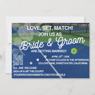 Pickleball Wedding Invitation - Modern Court Sport Einladung