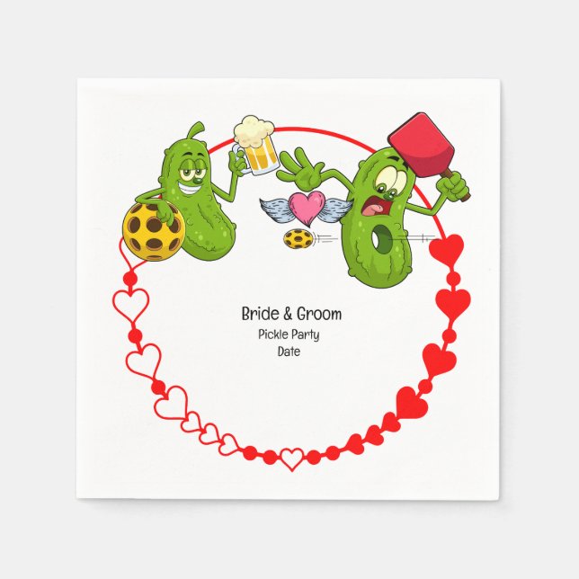 Pickleball Wedding Serviette (Vorderseite)