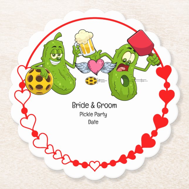 Pickleball Wedding Untersetzer (Vorderseite)