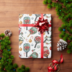 Pickleball Weihnachten mit Paddle Geschenkpapier