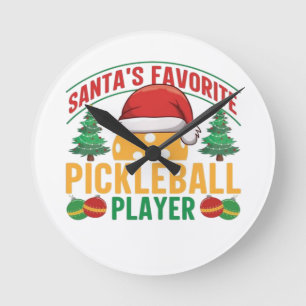 Pickleball Weihnachten Runde Wanduhr